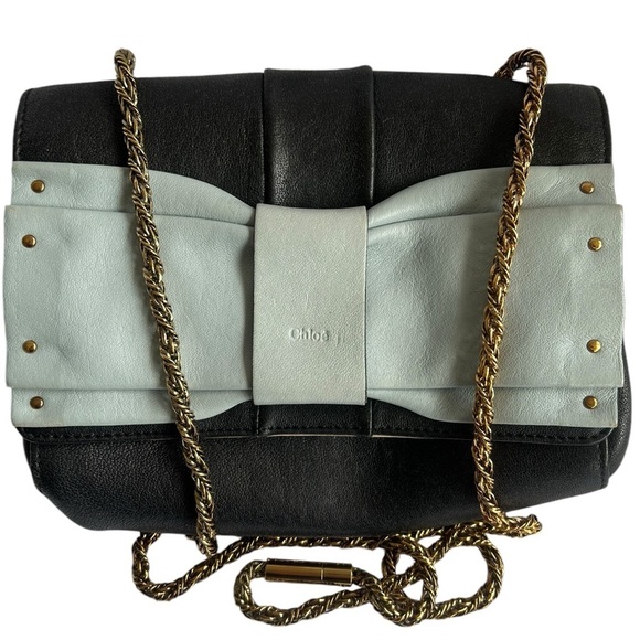 Black and seafoam green CChloe June Bow Bag - Picture 1 of 12